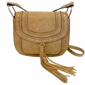 Franco Sarto Fringe Saddlebag Crossbody